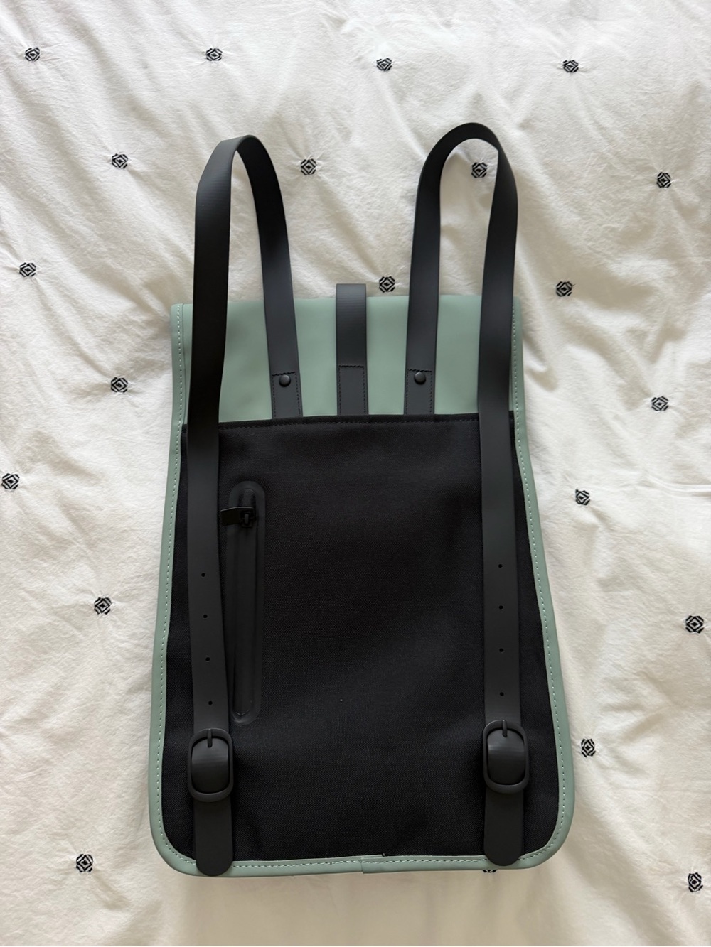 Rains Unisex Minimalist Sage Green Backpack with Black Strap - Picture 5 of 7